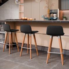 Banqueta Baixa Linea Aço Champanhe Assento Preto