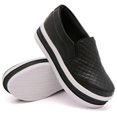 Tênis Slip On Feminino Liso Moda Casual Calce Fácil Linha Conforto Mod