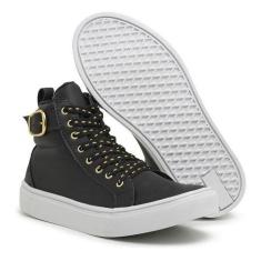 Tênis cano Alto Sneaker  Feminina Botinha Fitness Academia com fivela 