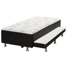 Cama Box Solteiro Conjugada com Espuma Dupla e Auxiliar Suede - GENKI 