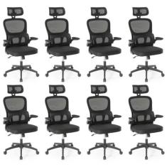Kit 8 Cadeiras de Escritório Giratória Executiva Atenas com Regulagem 