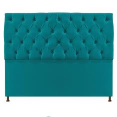 Cabeceira Sofia 195cm King Size Suede Azul Turquesa
