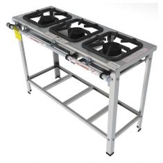 Fogão Industrial Inox Gastromaq 3 Bocas Linha Simples Fgi303ls