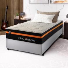 Conjunto Cama Box c/ Molas Ensacadas Sirius Preto Solteiro 88x188x65 -