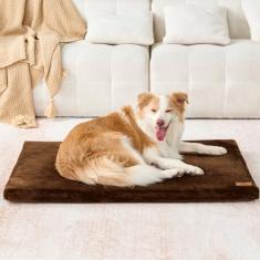 LIORCE Almofada de gaiola para cães – Cama para cães de tamanho grande com capa lavável removível e forro à prova d'água – Cama de espuma viscoelástica GG para animais de estimação – Tapete reversível