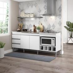 Balcão de Pia 182,5Cm 3 Gavetas Cooktop Forno MDP 2035 Menu Móveis