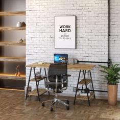 Mesa Para Escritório 1,50m Estilo Industrial Cavalete Kuadra - Compace