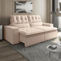 Sofá Retrátil e Reclinável 4 Lugares 290cm Pillow Top Duplo Base Madei