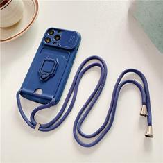 Capa de anel de cordão de cordão para lente deslizante para Samsung S23 S22 Ultra Plus A52 A72 A22 A32 A12 A51 A13 A23 A53 A73 A71, azul marinho, para S22 Plus