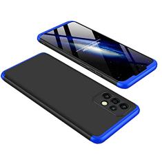 Capa Capinha Anti Impacto 360 Para Samsung Galaxy A72 com Tela de 6.7" Polegadas Case Acrílica Fosca Acabamento Slim Macio - Danet (Preto com Azul)