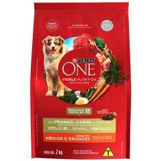 Ração Seca Nestlé Purina One Frango e Carne para Cães Adultos Raças Médias e Grandes - 2 Kg