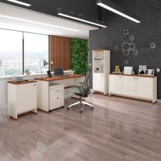 Conjunto Escritório Office Escrivaninha Balcões Gaveteiro Berlin ViaNossa