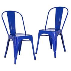 Loft7, Kit 2 Cadeiras Iron Tolix Design Industrial em Aço Carbono Vintage e Elegante Versátil Sala de Jantar Cozinha Bar Varanda Gourmet, Azul Escuro