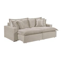 Sofá 5 Lugares Retrátil Encosto Fixo M-145 Veludo Martins Creme