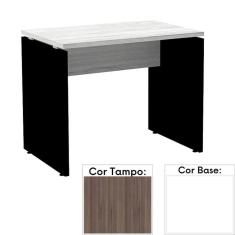 Mesa de Escritório Pé Painel PE25 em MDP 170 x 70 cm Cor Walnut e Base Branca