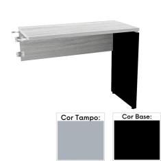 Mesa de Escritório Complemento 90 x 45 cm Pé Painel PE25 em MDP Cinza com Base Preta