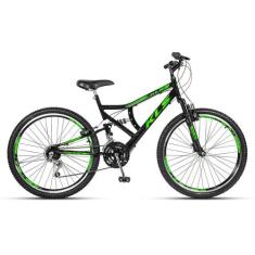 Bicicleta Aro 26 Kls Full Suspension Gold 45MM Freio V-Brake Mtb 21 Ma