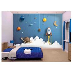 Papel De Parede Infantil Planetas Foguete Lua s163 - Você Decora