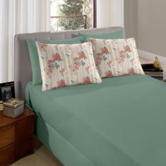 Jogo de Lençol 3 pç Cama Queen Malha 100% Algodão - Sul Brasil, Verde