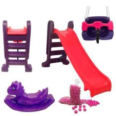 Escorregador Médio Criança até 7 Anos+Balanço Criança C/ Cinto e Trava