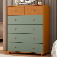 Cômoda 6 Gavetas com Pés Vittoria Albatroz - Cinamomo/Salvia