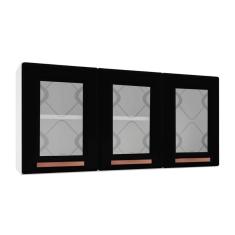 Armário Aéreo Cozinha Modulado Mirage New 3 Portas C/ Vidro Branco/preto - Telasul