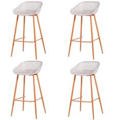 Kit 4 Banquetas Mônaco Clarice Alta Fratini 96 Cm (altura) Em Poliuretano (pu) Nude Base Em Aço