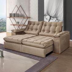 Sofá Retrátil E Reclinável 3 Lugares 250cm Dubai Bege