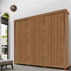 Guarda Roupa Gold Ripado 3 Portas Deslizantes Freijó
