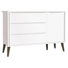 Cômoda Infantil Theo 1 Porta Branco Acetinado Com Pés Amadeirado ? Reller
