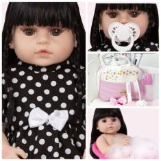 Boneca Tipo Reborn 100% Silicone Menina Morena Pode Banho - Cegonha Re