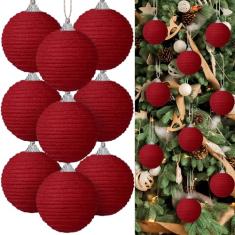 Syhood 9 peças de enfeites de bola de Natal de 6 cm Boho Farmhouse juta corda de pendurar bolas de serapilheira neutra ornamentos rústicos para árvore de Natal, guirlanda, guirlanda de casamento, casa