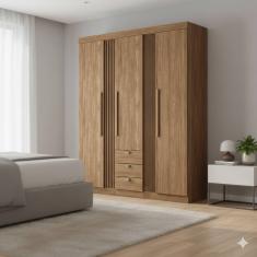 Guarda-Roupa Solteiro Santos Andirá Aurora 3 Portas de Bater 3 Gavetas Externas MDP - 173,4cm de Largura