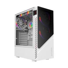 Gabinete Gamer Pcyes Set White Ghost Lateral Em Vidro Temperado