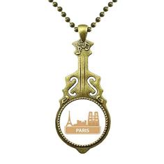DIYthinker Paris Colar com padrão de marco francês amarelo antigo joia musical pingente