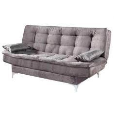 Sofá Cama Casal Agatha com Encosto Reclinável Cor Cinza
