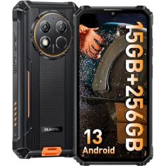 OUKITEL WP28 Rugged Smartphone (2023), 15(8+7) GB+256GB, Bateria de 10600mAh, Android 13, 6,52 polegadas, Câmera de 48 MP, 4G Dual SIM, IP68 à prova d'água, NFC/GPS/OTG (laranja)