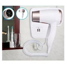 Secador de Cabelo Hotel 1800W com 2 USB Suporte Parede 110V - SECADOR 