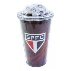 Copo De Plástico Com Canudo 450ml - Spfc São Paulo  - Mileno, São Paul