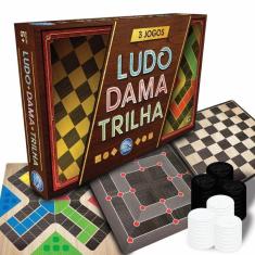 Jogo Dama Ludo e Trilha Tabuleiro Didático 3 em 1 Com 62 Peças - Pais e Filhos