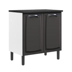 Balcão de Cozinha Itatiaia Aço 2 Portas New Premium Grafite/Branco