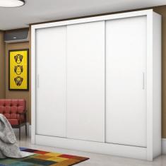 Guarda Roupa Casal 3 Portas Porto Carioca Móveis, Branco/Branco