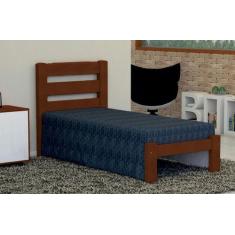 Cama de Solteiro Luna de Madeira Maciça Angelim Pedra/Tauari - Cor Cas