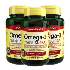 Kit 3 Ômega 3 Supra Óleo de Peixe 1000mg 60 Caps Maxinutri