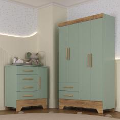 Quarto Infantil Guarda Roupa 4 Portas e CÃ´moda Catavento Rodial