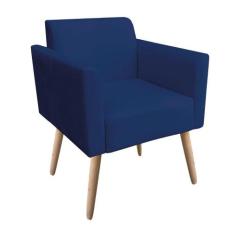 Poltrona Marisa Suede Pés Palito Natural azul Marinho - D'ROSSI