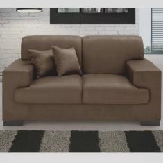Sofá 2 Lugares Manuela Suede Liso Marrom - Império Estofados