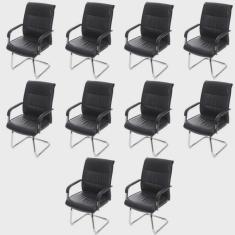 Kit 10 Cadeiras para Escritório Interlocutor Estofada em Corino Estocolmo 3323