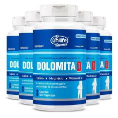 Kit 5 Dolomita Com Vitamina D Unilife 120 Cápsulas