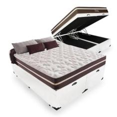 Kit Cama Baú Queen e Colchão Classic Molas Ensacacas Anjos Branco